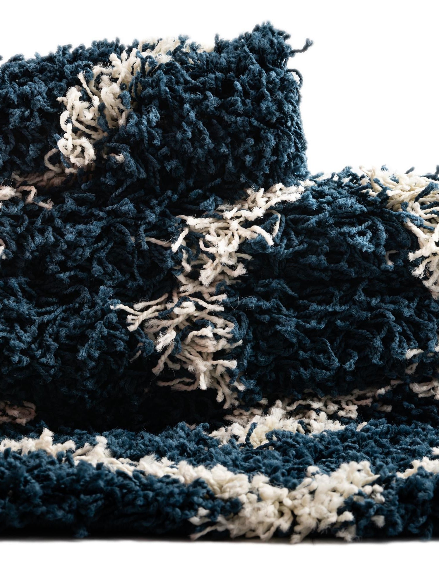 Navy Blue 5' 3 x 8' Trellis Shag Rectangle Area Rug Thick Soft Touch Fluffy & Plush Shaggy Pile Geometric Modern Unique Carpet for Home Interior Design for Sale at Rug Engine