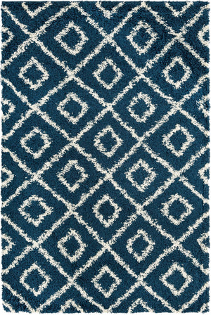 Navy Blue 5' 3 x 8' Trellis Shag Rectangle Area Rug Thick Soft Touch Fluffy & Plush Shaggy Pile