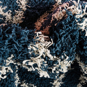 Navy Blue 7' 10 x 7' 10 Trellis Shag Round Area Rug Thick Soft Touch Fluffy & Plush Shaggy Pile