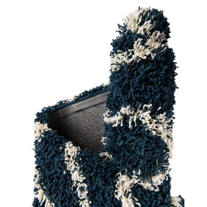 Navy Blue 7' 10 x 7' 10 Trellis Shag Round Area Rug Thick Soft Touch Fluffy & Plush Shaggy Pile