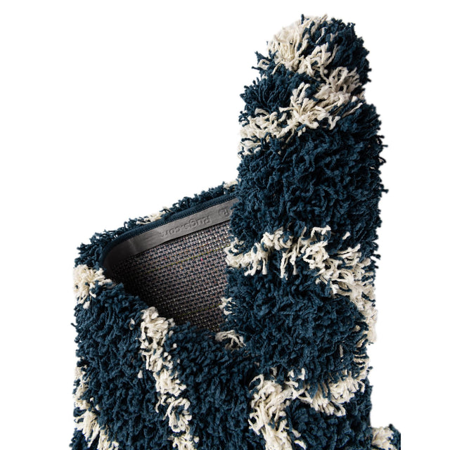 Navy Blue 7' 10 x 7' 10 Trellis Shag Round Area Rug Thick Soft Touch Fluffy & Plush Shaggy Pile