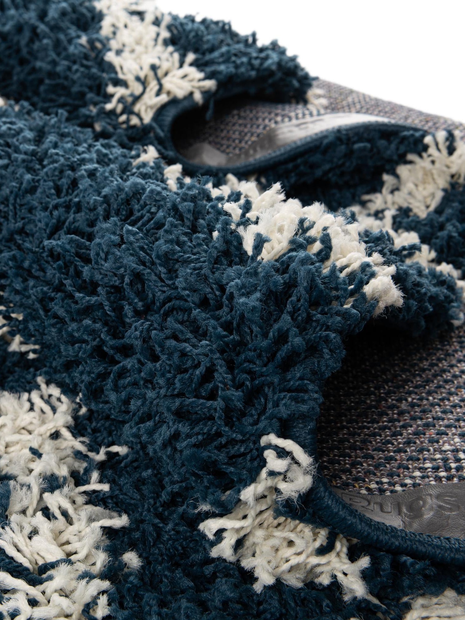 Navy Blue 6' x 6' Trellis Shag Round Area Rug Thick Soft Touch Fluffy & Plush Shaggy Pile Geometric Modern Unique Carpet for Home Interior Design for Sale at Rug Engine