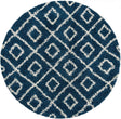 Navy Blue 6' x 6' Trellis Shag Round Area Rug Thick Soft Touch Fluffy & Plush Shaggy Pile