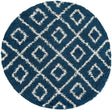 Navy Blue 5' 3 x 5' 3 Trellis Shag Round Area Rug Thick Soft Touch Fluffy & Plush Shaggy Pile