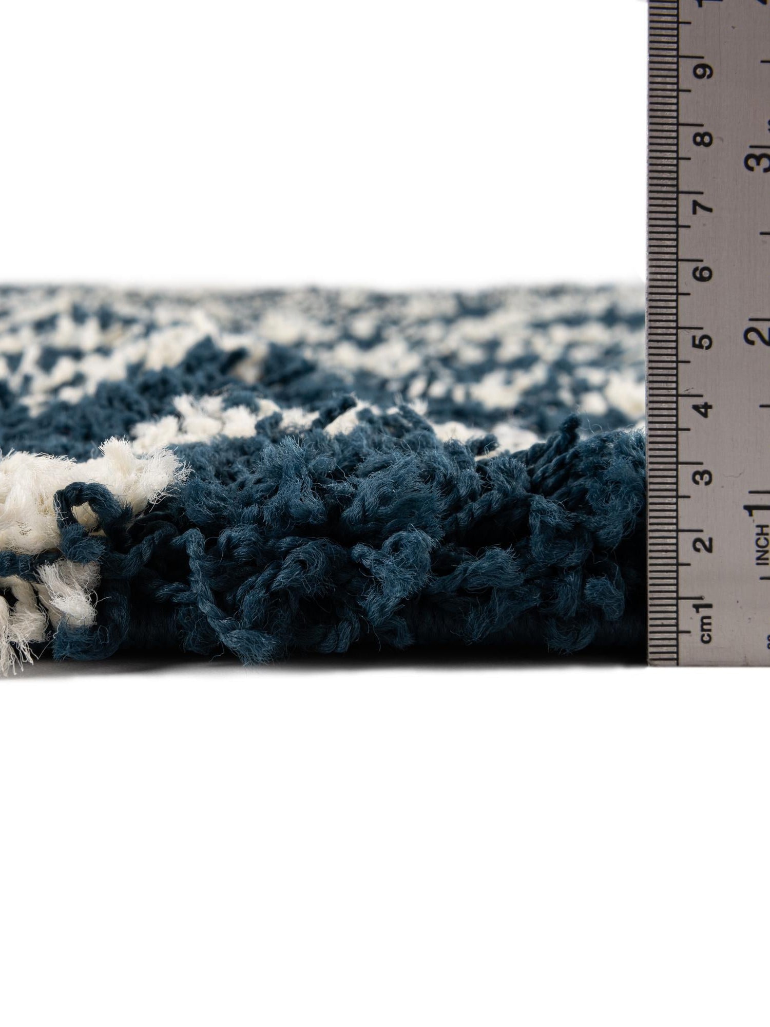 Navy Blue 4' x 4' Trellis Shag Square Area Rug Thick Soft Touch Fluffy & Plush Shaggy Pile Geometric Modern Unique Carpet for Home Interior Design for Sale at Rug Engine