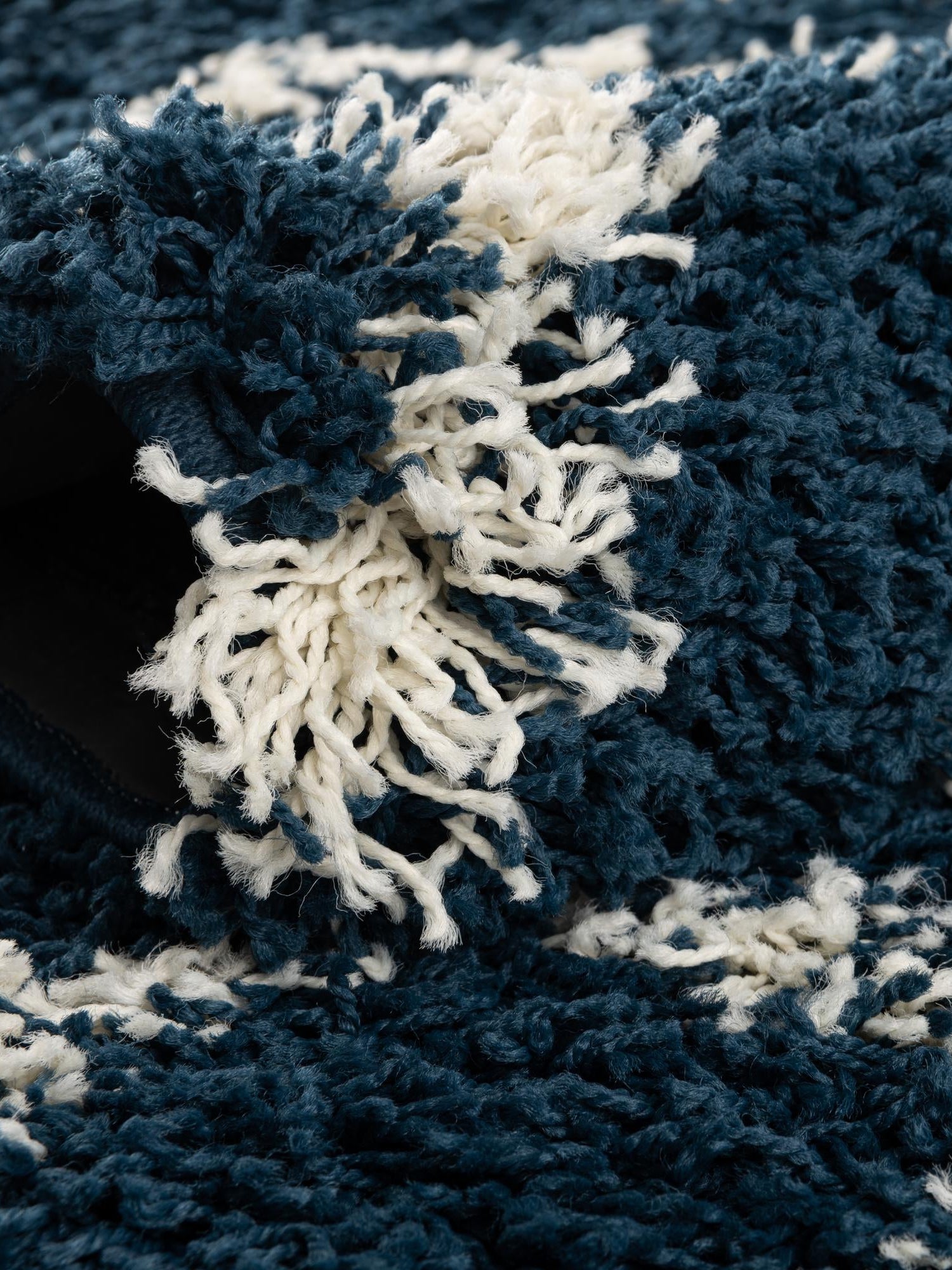Navy Blue 5' 3 x 5' 3 Trellis Shag Square Area Rug Thick Soft Touch Fluffy & Plush Shaggy Pile Geometric Modern Unique Carpet for Home Interior Design for Sale at Rug Engine