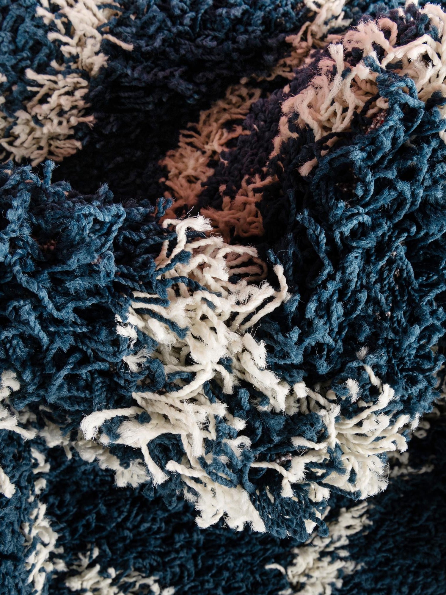 Navy Blue 4' x 4' Trellis Shag Square Area Rug Thick Soft Touch Fluffy & Plush Shaggy Pile Geometric Modern Unique Carpet for Home Interior Design for Sale at Rug Engine