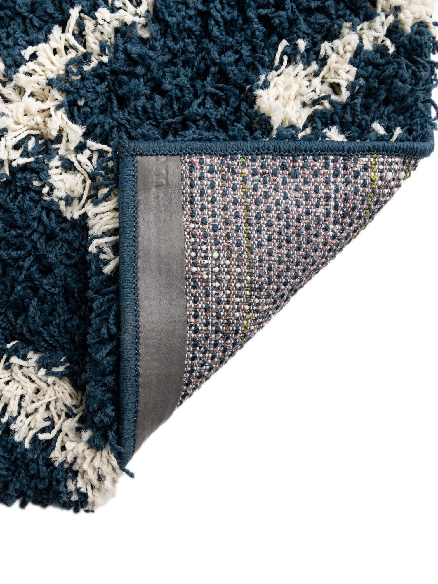 Navy Blue 4' x 4' Trellis Shag Square Area Rug Thick Soft Touch Fluffy & Plush Shaggy Pile Geometric Modern Unique Carpet for Home Interior Design for Sale at Rug Engine