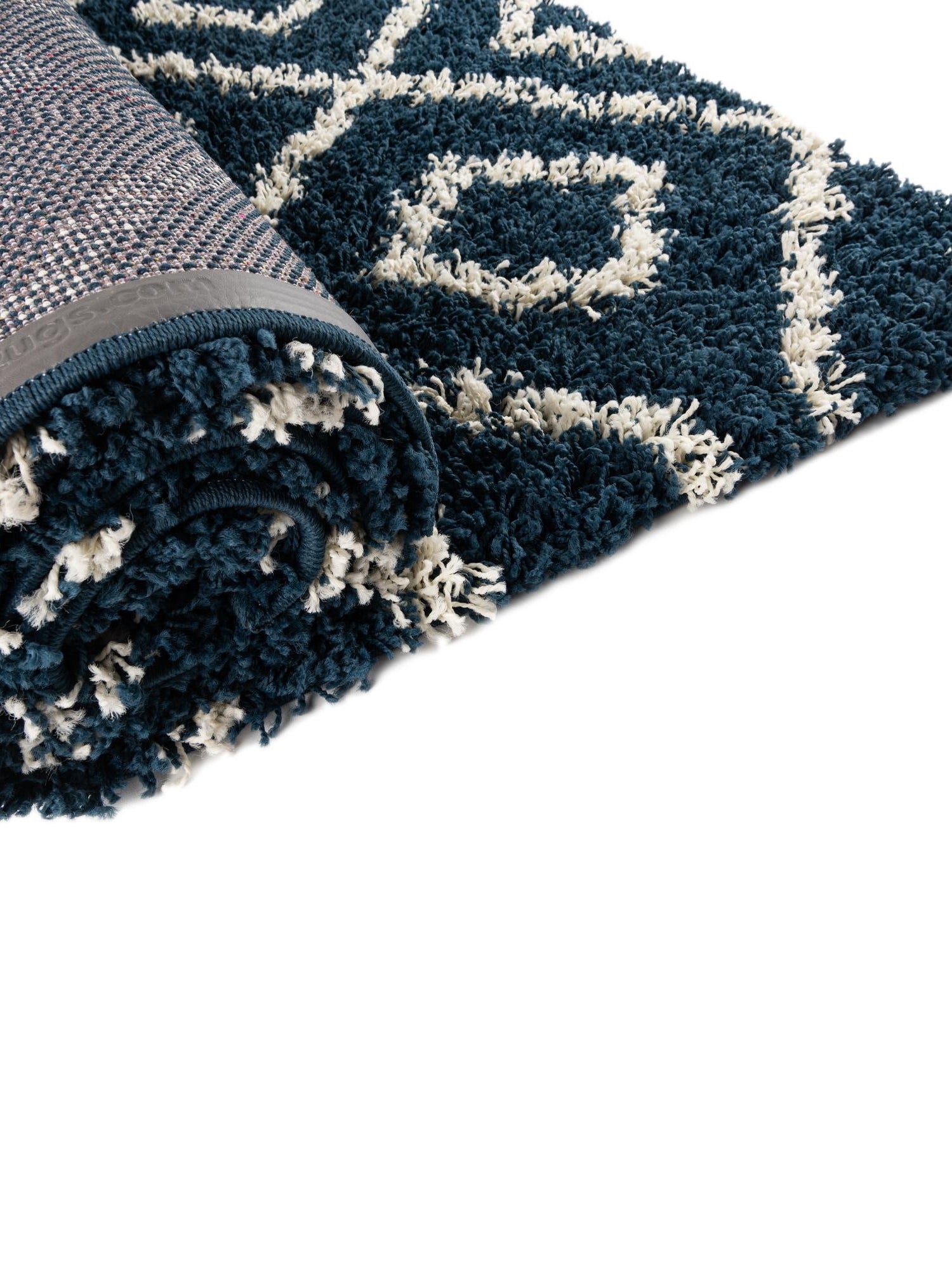 Navy Blue 10' x 10' Trellis Shag Square Area Rug Thick Soft Touch Fluffy & Plush Shaggy Pile Geometric Modern Unique Carpet for Home Interior Design for Sale at Rug Engine