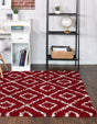 Burgundy Red 10' 8 x 14' Trellis Shag Rectangle Area Rug Thick Soft Touch Fluffy & Plush Shaggy Pile