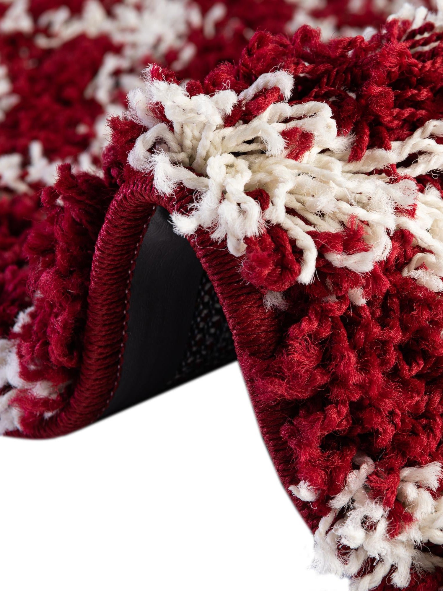 Burgundy Red 5' 3 x 8' Trellis Shag Rectangle Area Rug Thick Soft Touch Fluffy & Plush Shaggy Pile Geometric Modern Unique Carpet for Home Interior Design for Sale at Rug Engine