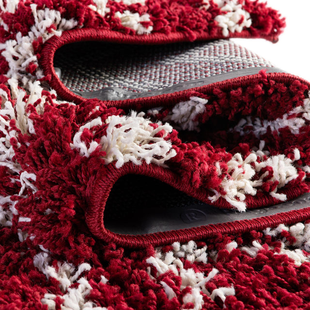 Burgundy Red 2' x 3' Trellis Shag Rectangle Area Rug Thick Soft Touch Fluffy & Plush Shaggy Pile