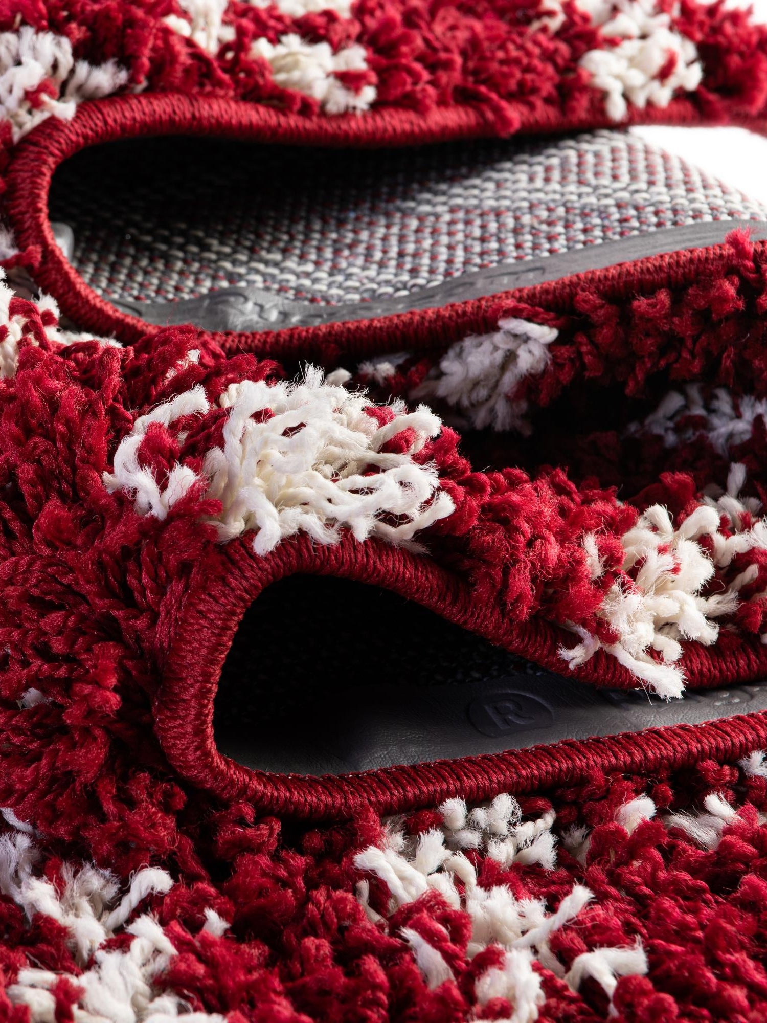 Burgundy Red 5' 3 x 8' Trellis Shag Rectangle Area Rug Thick Soft Touch Fluffy & Plush Shaggy Pile Geometric Modern Unique Carpet for Home Interior Design for Sale at Rug Engine