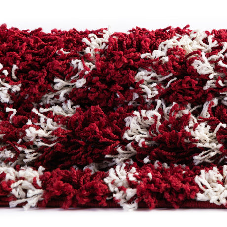 Burgundy Red 5' 3 x 8' Trellis Shag Rectangle Area Rug Thick Soft Touch Fluffy & Plush Shaggy Pile Geometric Modern Unique Carpet for Home Interior Design for Sale at Rug Engine