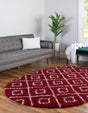 Burgundy Red 5' 3 x 8' Trellis Shag Oval Area Rug Thick Soft Touch Fluffy & Plush Shaggy Pile