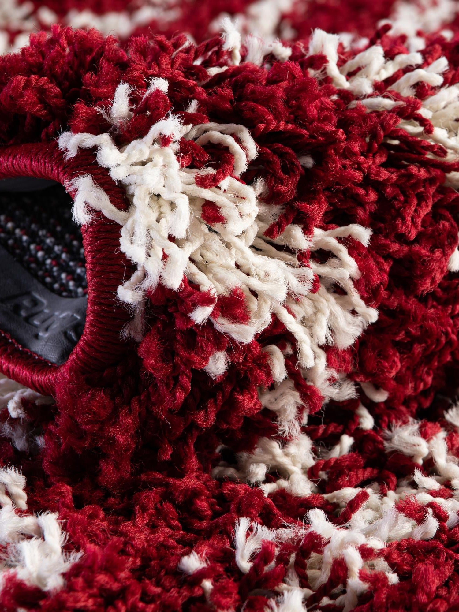 Burgundy Red 10' x 10' Trellis Shag Round Area Rug Thick Soft Touch Fluffy & Plush Shaggy Pile Geometric Modern Unique Carpet for Home Interior Design for Sale at Rug Engine