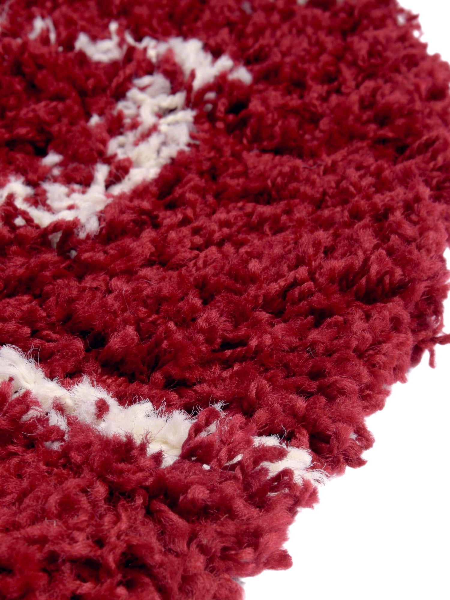 Burgundy Red 6' x 6' Trellis Shag Round Area Rug Thick Soft Touch Fluffy & Plush Shaggy Pile Geometric Modern Unique Carpet for Home Interior Design for Sale at Rug Engine
