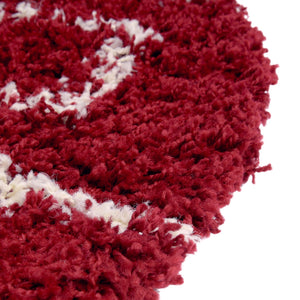 Burgundy Red 10' x 10' Trellis Shag Round Area Rug Thick Soft Touch Fluffy & Plush Shaggy Pile
