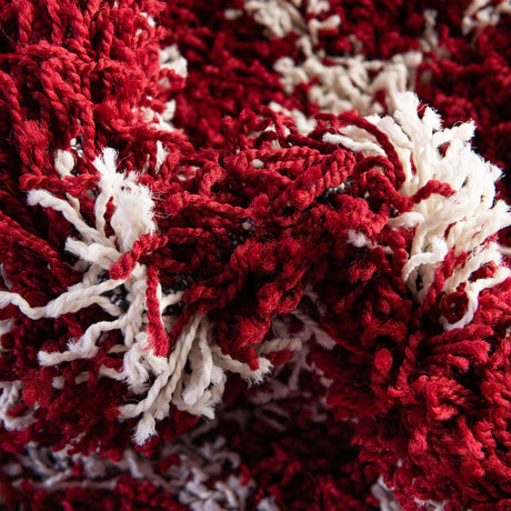 Burgundy Red 10' x 10' Trellis Shag Round Area Rug Thick Soft Touch Fluffy & Plush Shaggy Pile Geometric Modern Unique Carpet for Home Interior Design for Sale at Rug Engine