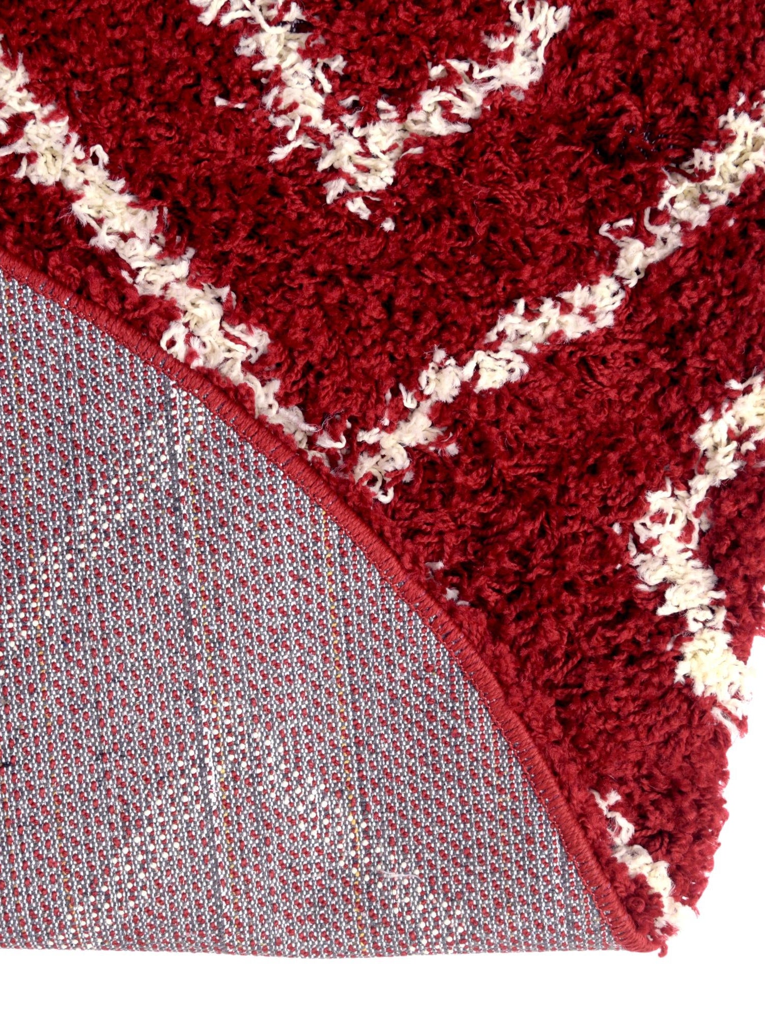 Burgundy Red 7' 10 x 7' 10 Trellis Shag Round Area Rug Thick Soft Touch Fluffy & Plush Shaggy Pile Geometric Modern Unique Carpet for Home Interior Design for Sale at Rug Engine