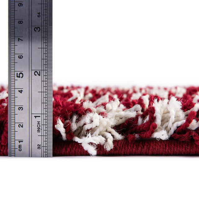 Burgundy Red 5' 3 x 5' 3 Trellis Shag Square Area Rug Thick Soft Touch Fluffy & Plush Shaggy Pile