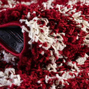 Burgundy Red 5' 3 x 5' 3 Trellis Shag Square Area Rug Thick Soft Touch Fluffy & Plush Shaggy Pile