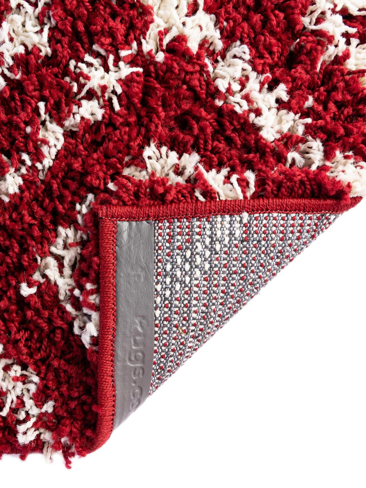 Burgundy Red 5' 3 x 5' 3 Trellis Shag Square Area Rug Thick Soft Touch Fluffy & Plush Shaggy Pile Geometric Modern Unique Carpet for Home Interior Design for Sale at Rug Engine