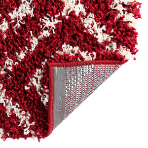 Burgundy Red 5' 3 x 5' 3 Trellis Shag Square Area Rug Thick Soft Touch Fluffy & Plush Shaggy Pile