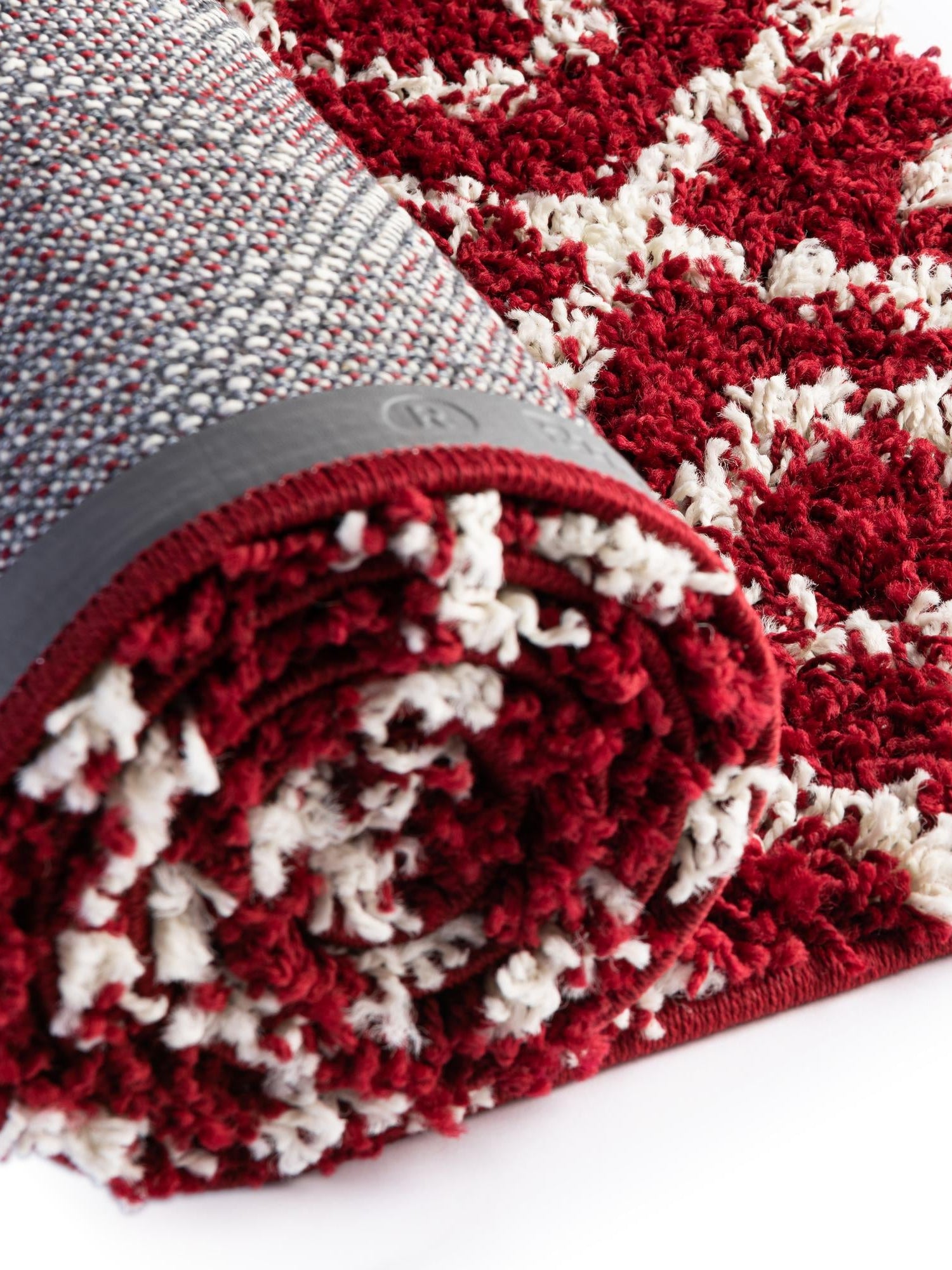 Burgundy Red 5' 3 x 5' 3 Trellis Shag Square Area Rug Thick Soft Touch Fluffy & Plush Shaggy Pile Geometric Modern Unique Carpet for Home Interior Design for Sale at Rug Engine