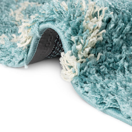 Aqua 2' x 3' Trellis Shag Rectangle Area Rug Thick Soft Touch Fluffy & Plush Shaggy Pile Geometric Modern Unique Carpet for Home Interior Design for Sale at Rug Engine