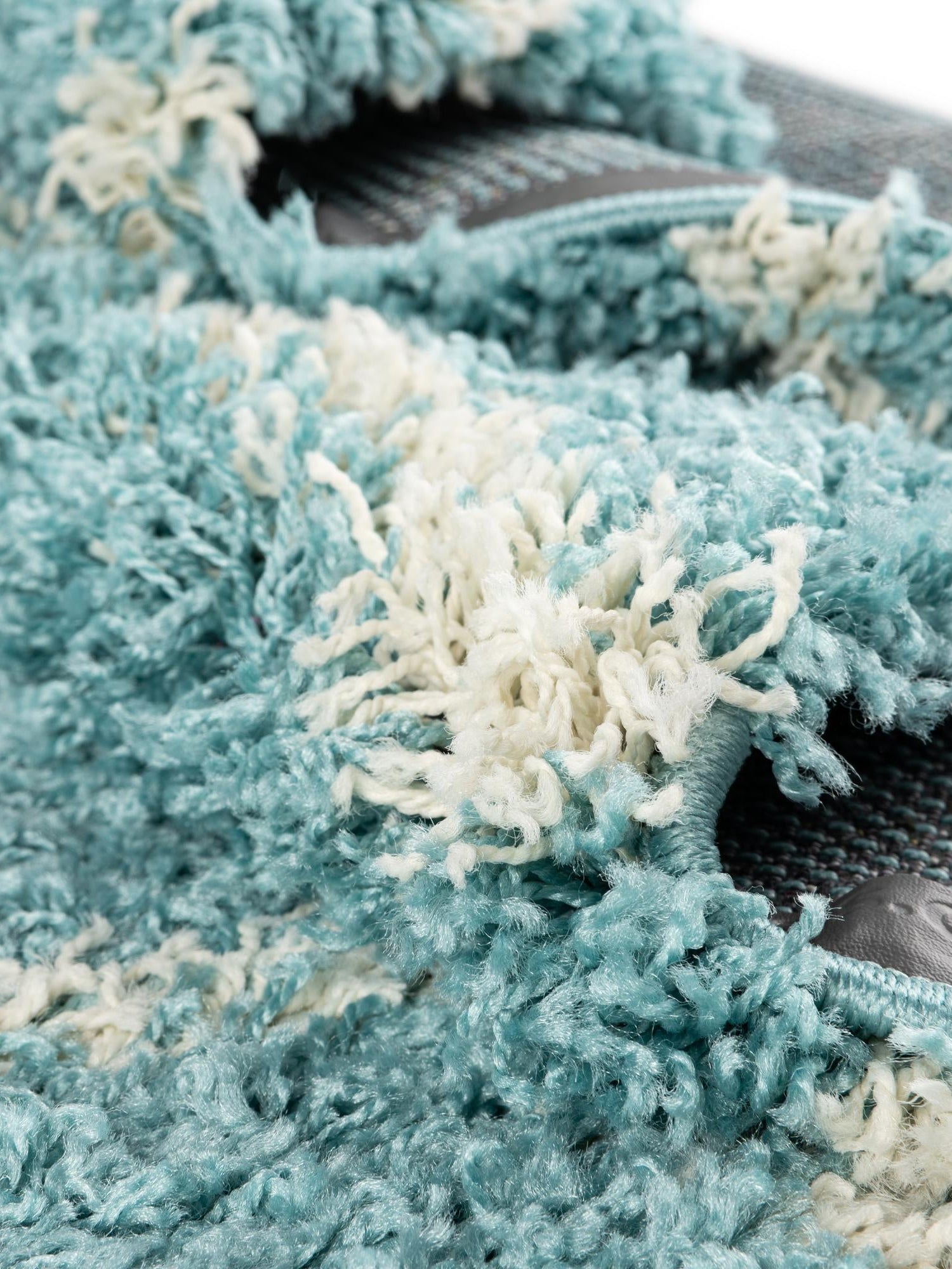 Aqua 4' x 6' Trellis Shag Rectangle Area Rug Thick Soft Touch Fluffy & Plush Shaggy Pile Geometric Modern Unique Carpet for Home Interior Design for Sale at Rug Engine