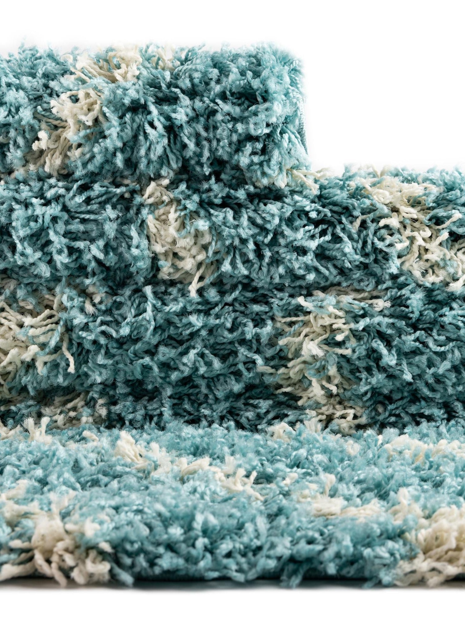 Aqua 4' x 6' Trellis Shag Rectangle Area Rug Thick Soft Touch Fluffy & Plush Shaggy Pile Geometric Modern Unique Carpet for Home Interior Design for Sale at Rug Engine