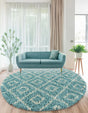 Aqua 6' x 6' Trellis Shag Round Area Rug Thick Soft Touch Fluffy & Plush Shaggy Pile