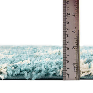 Aqua 6' x 6' Trellis Shag Round Area Rug Thick Soft Touch Fluffy & Plush Shaggy Pile