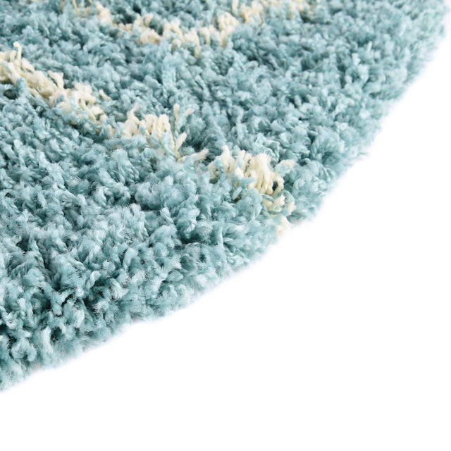 Aqua 6' x 6' Trellis Shag Round Area Rug Thick Soft Touch Fluffy & Plush Shaggy Pile