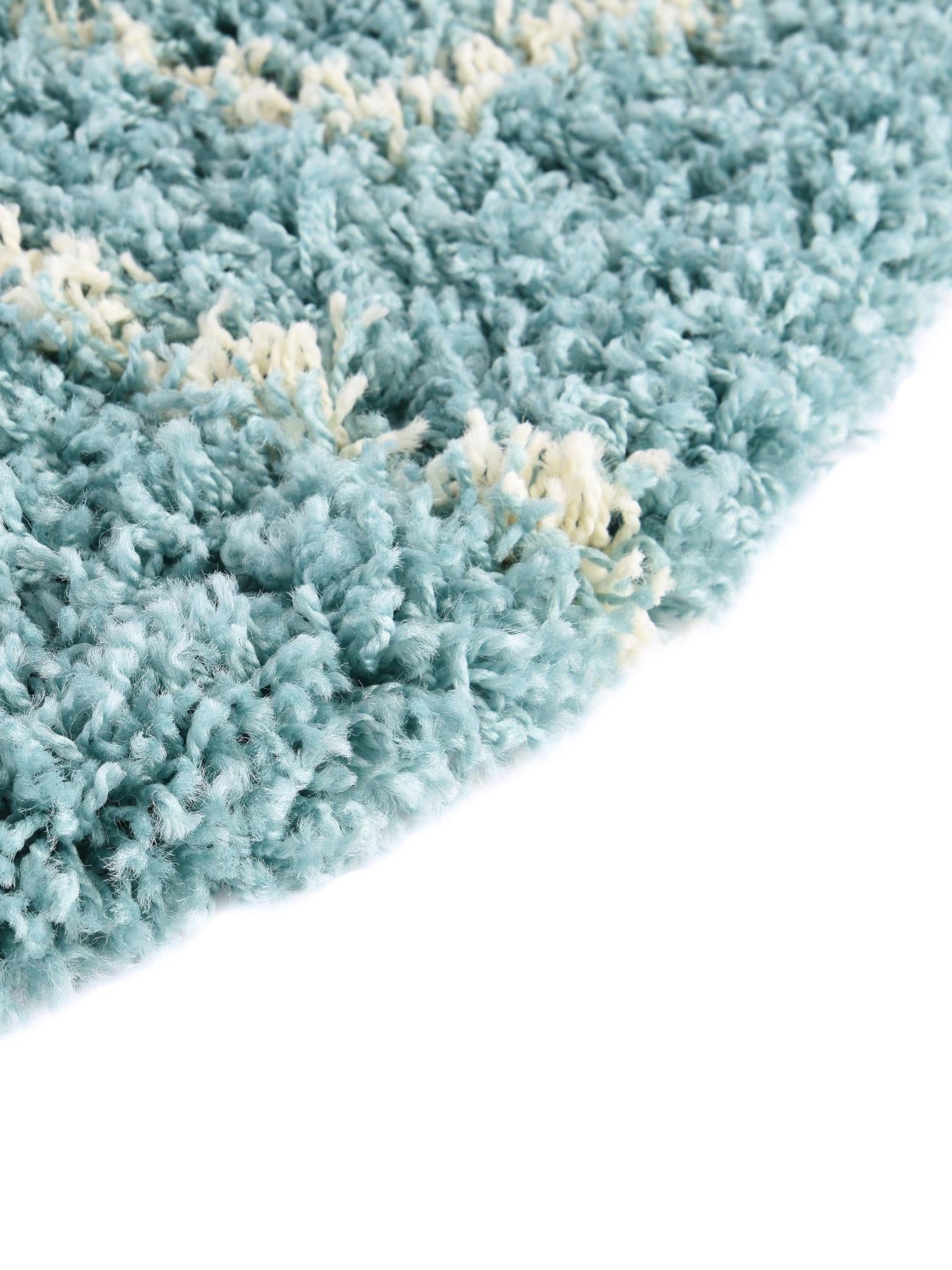 Aqua 5' 3 x 5' 3 Trellis Shag Round Area Rug Thick Soft Touch Fluffy & Plush Shaggy Pile Geometric Modern Unique Carpet for Home Interior Design for Sale at Rug Engine