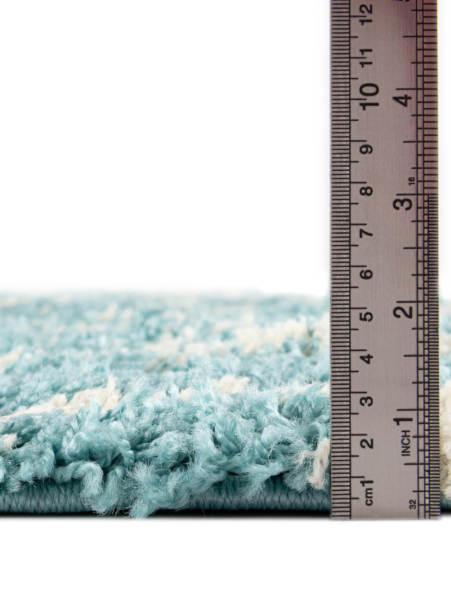 Aqua 4' x 4' Trellis Shag Square Area Rug Thick Soft Touch Fluffy & Plush Shaggy Pile Geometric Modern Unique Carpet for Home Interior Design for Sale at Rug Engine