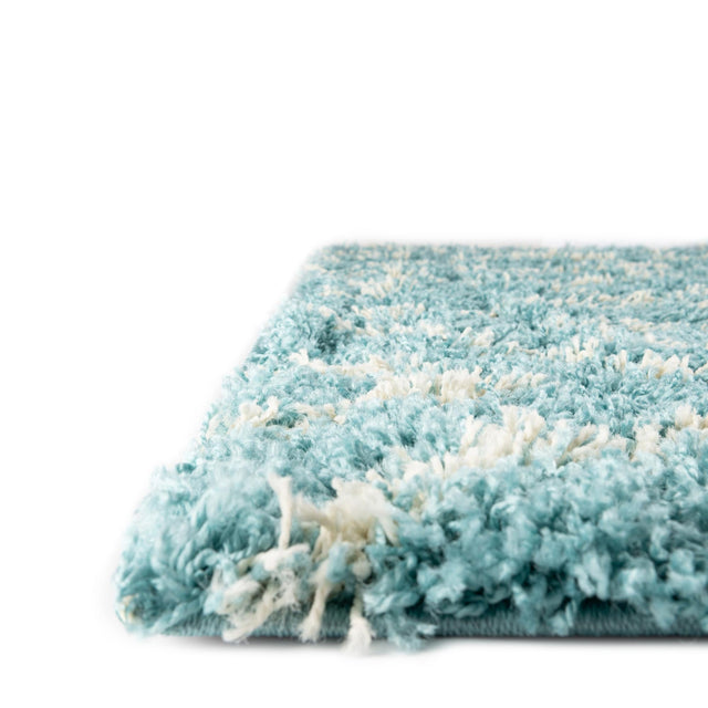 Aqua 5' 3 x 5' 3 Trellis Shag Square Area Rug Thick Soft Touch Fluffy & Plush Shaggy Pile