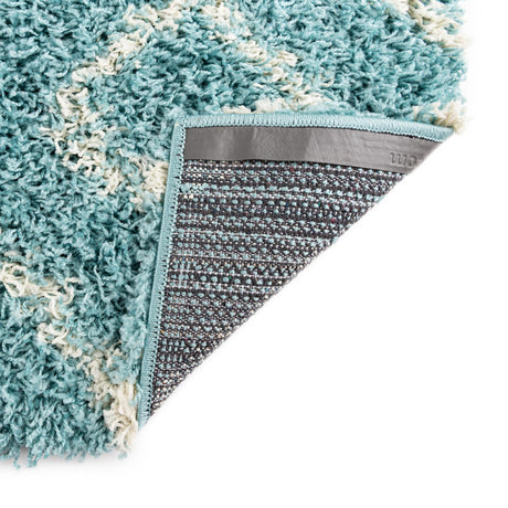 Aqua 10' x 10' Trellis Shag Square Area Rug Thick Soft Touch Fluffy & Plush Shaggy Pile Geometric Modern Unique Carpet for Home Interior Design for Sale at Rug Engine