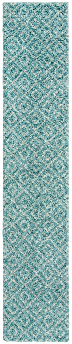 Aqua 3' 3 x 16' 5 Trellis Shag Runner Area Rug Thick Soft Touch Fluffy & Plush Shaggy Pile