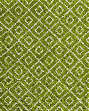 Green 7' 10 x 10' Trellis Shag Rectangle Area Rug Thick Soft Touch Fluffy & Plush Shaggy Pile