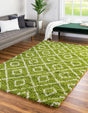 Green 5' 3 x 8' Trellis Shag Rectangle Area Rug Thick Soft Touch Fluffy & Plush Shaggy Pile
