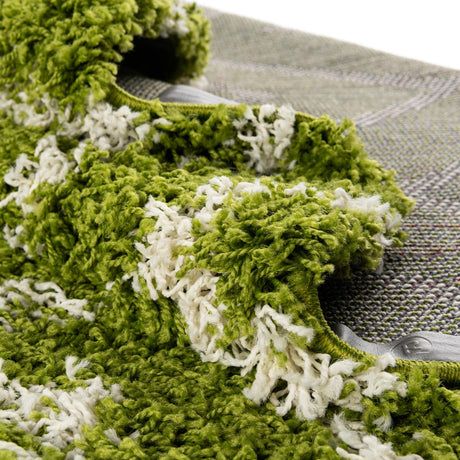 Green 7' 10 x 10' Trellis Shag Rectangle Area Rug Thick Soft Touch Fluffy & Plush Shaggy Pile