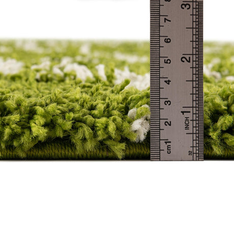 Green 10' x 10' Trellis Shag Round Area Rug Thick Soft Touch Fluffy & Plush Shaggy Pile Geometric Modern Unique Carpet for Home Interior Design for Sale at Rug Engine