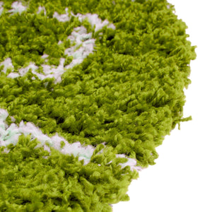 Green 5' 3 x 5' 3 Trellis Shag Round Area Rug Thick Soft Touch Fluffy & Plush Shaggy Pile
