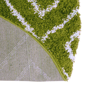 Green 5' 3 x 5' 3 Trellis Shag Round Area Rug Thick Soft Touch Fluffy & Plush Shaggy Pile