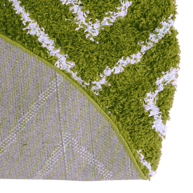 Green 5' 3 x 5' 3 Trellis Shag Round Area Rug Thick Soft Touch Fluffy & Plush Shaggy Pile