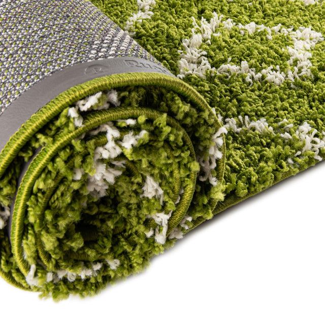 Green 10' x 10' Trellis Shag Round Area Rug Thick Soft Touch Fluffy & Plush Shaggy Pile