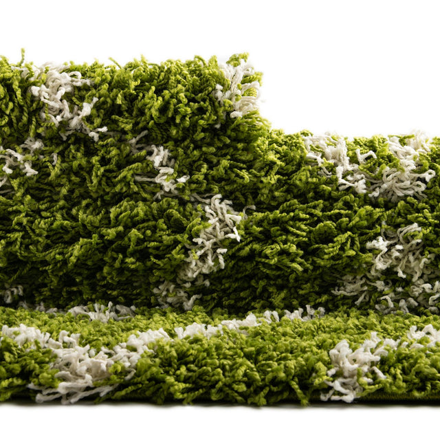 Green 4' x 4' Trellis Shag Square Area Rug Thick Soft Touch Fluffy & Plush Shaggy Pile