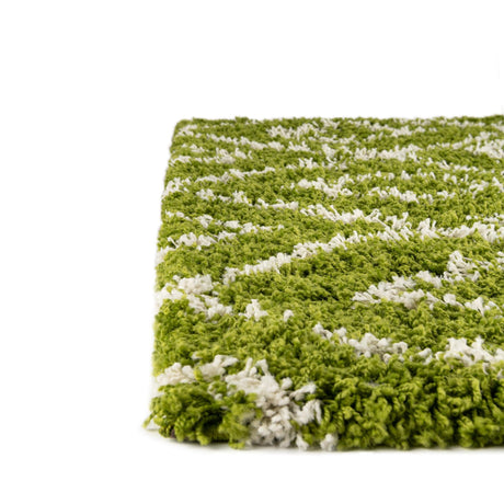 Green 2' x 6' Trellis Shag Runner Area Rug Thick Soft Touch Fluffy & Plush Shaggy Pile Geometric Modern Unique Carpet for Home Interior Design for Sale at Rug Engine